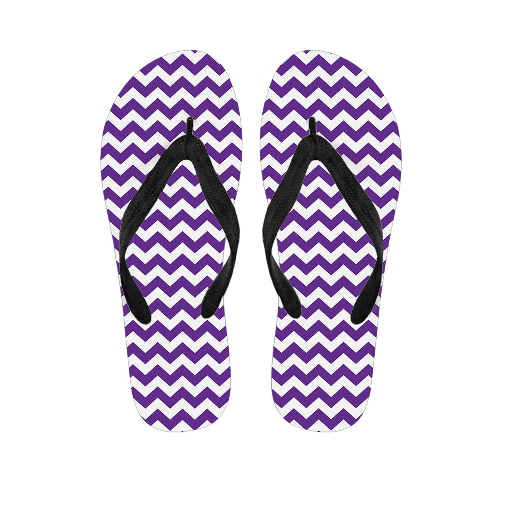 Purple And White Chevron Pattern Print Flip Flops