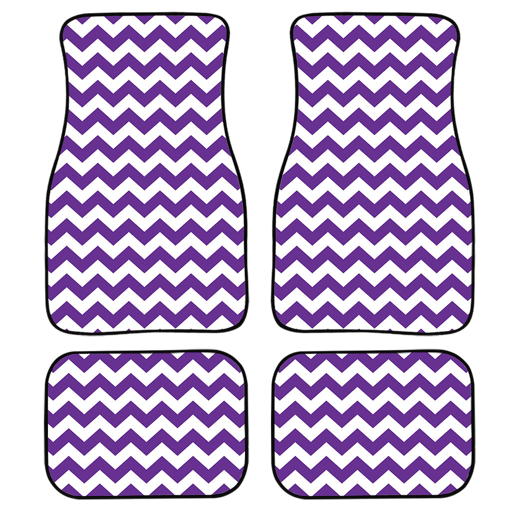 Purple And White Chevron Pattern Print Front and Back Car Floor Mats