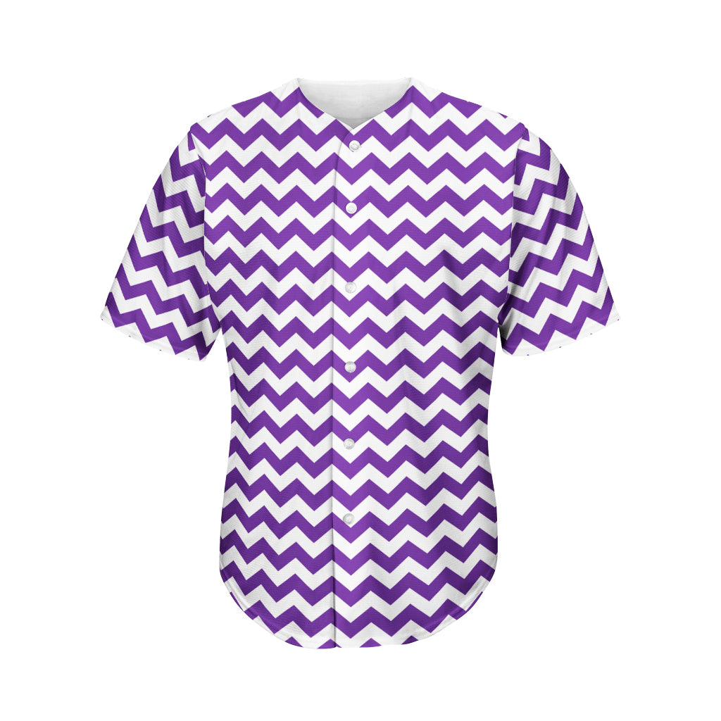 Purple And White Chevron Pattern Print Men's Baseball Jersey