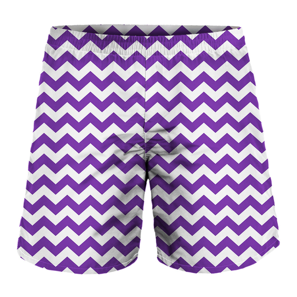 Purple And White Chevron Pattern Print Men's Shorts