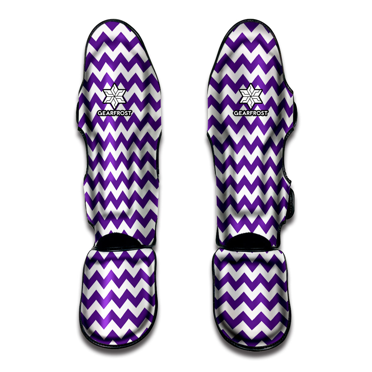 Purple And White Chevron Pattern Print Muay Thai Shin Guards