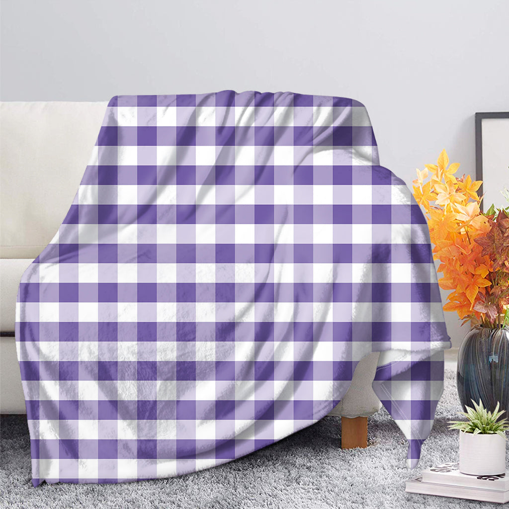 Purple And White Gingham Pattern Print Blanket