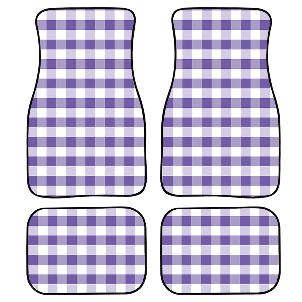 Purple And White Gingham Pattern Print Front and Back Car Floor Mats
