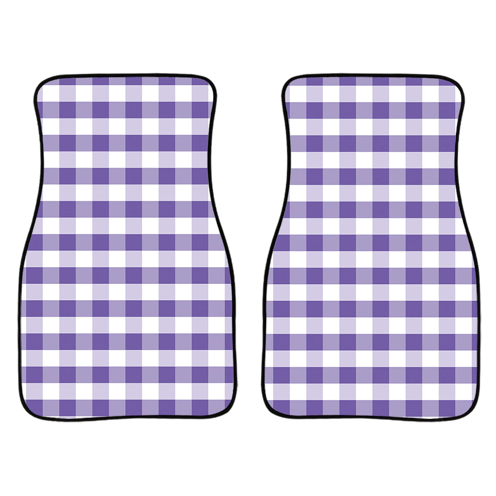 Purple And White Gingham Pattern Print Front Car Floor Mats