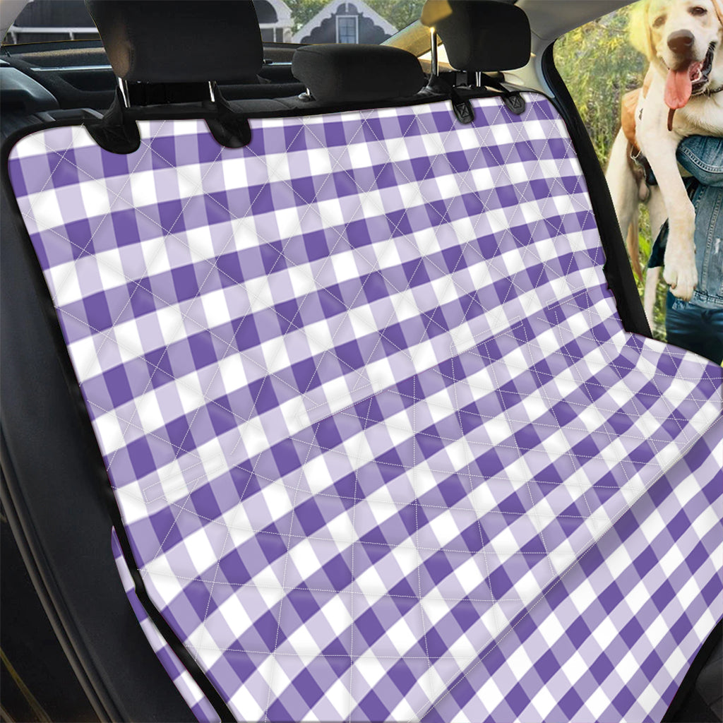 Purple And White Gingham Pattern Print Pet Car Back Seat Cover