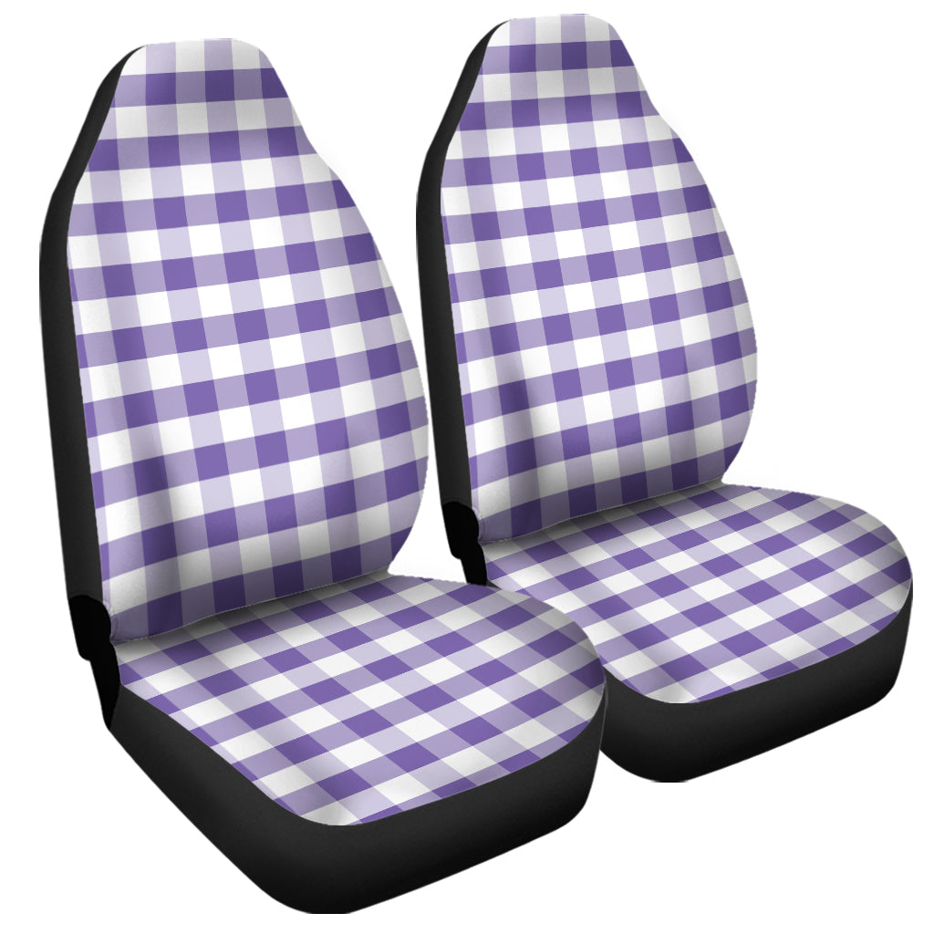 Purple And White Gingham Pattern Print Universal Fit Car Seat Covers