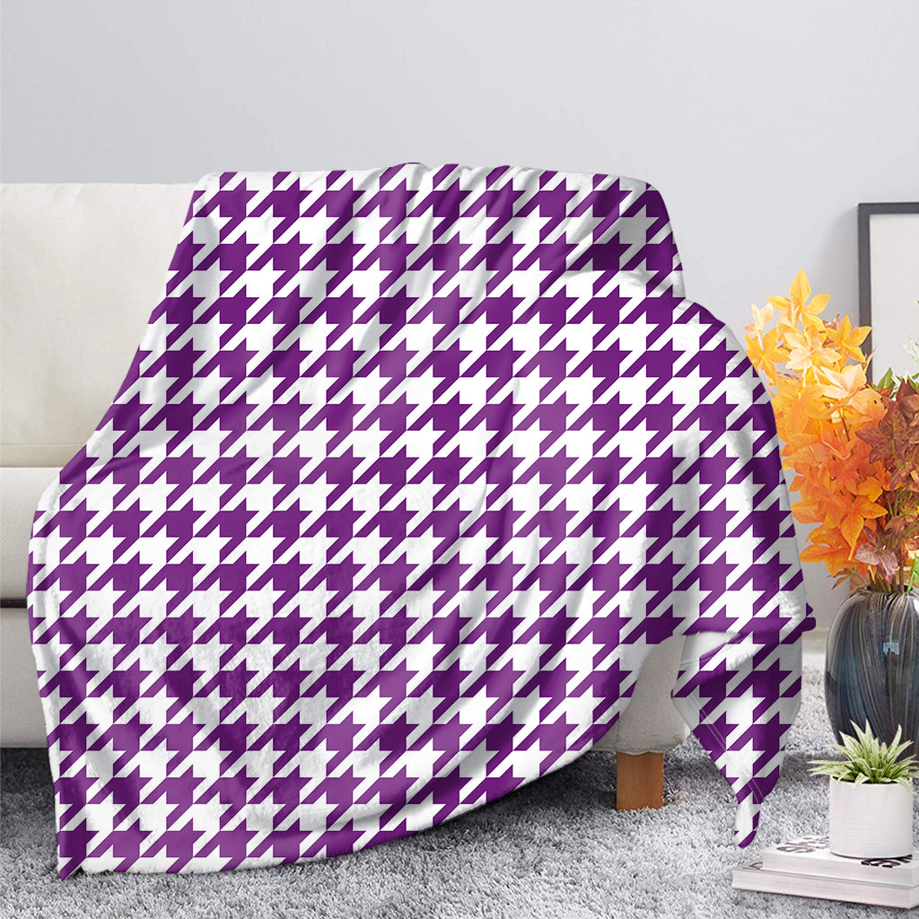 Purple And White Houndstooth Print Blanket