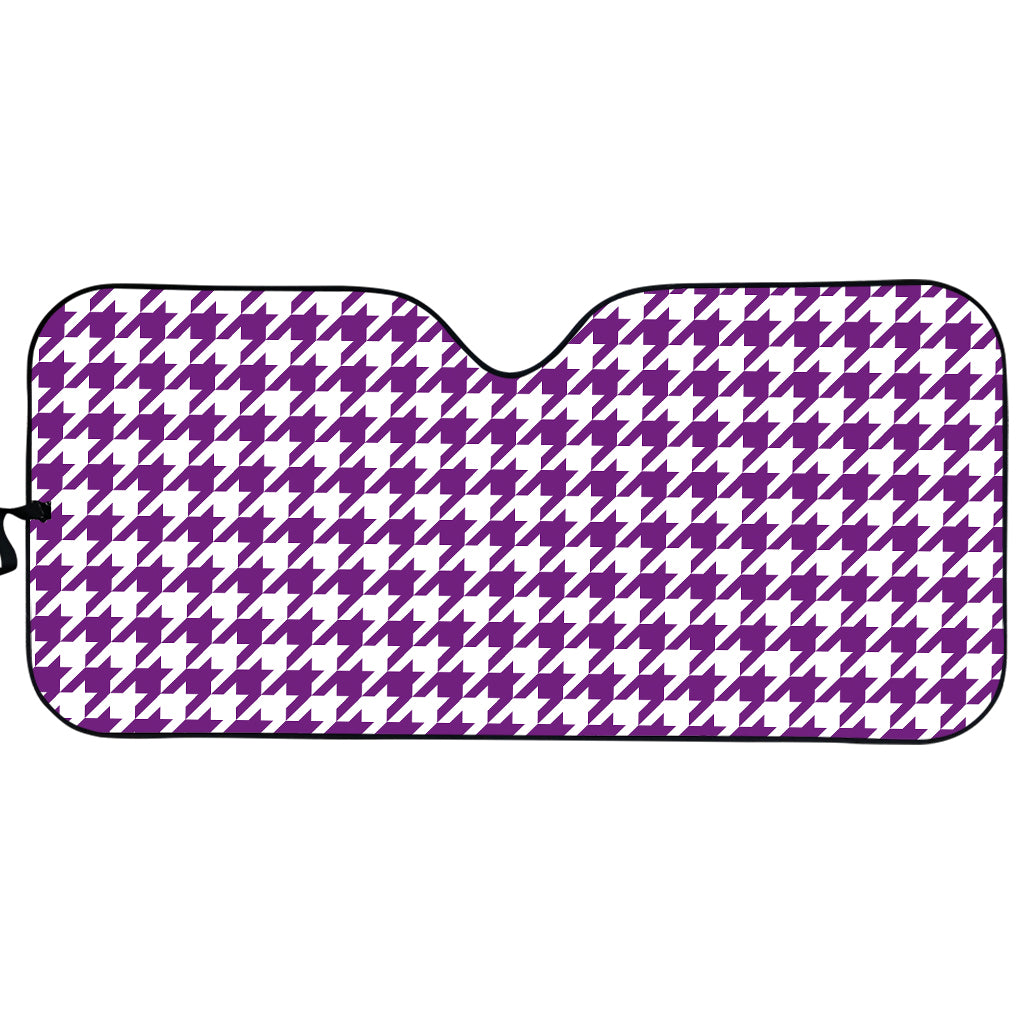 Purple And White Houndstooth Print Car Sun Shade