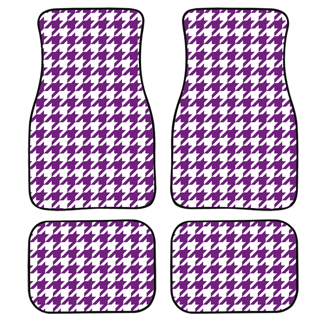 Purple And White Houndstooth Print Front and Back Car Floor Mats