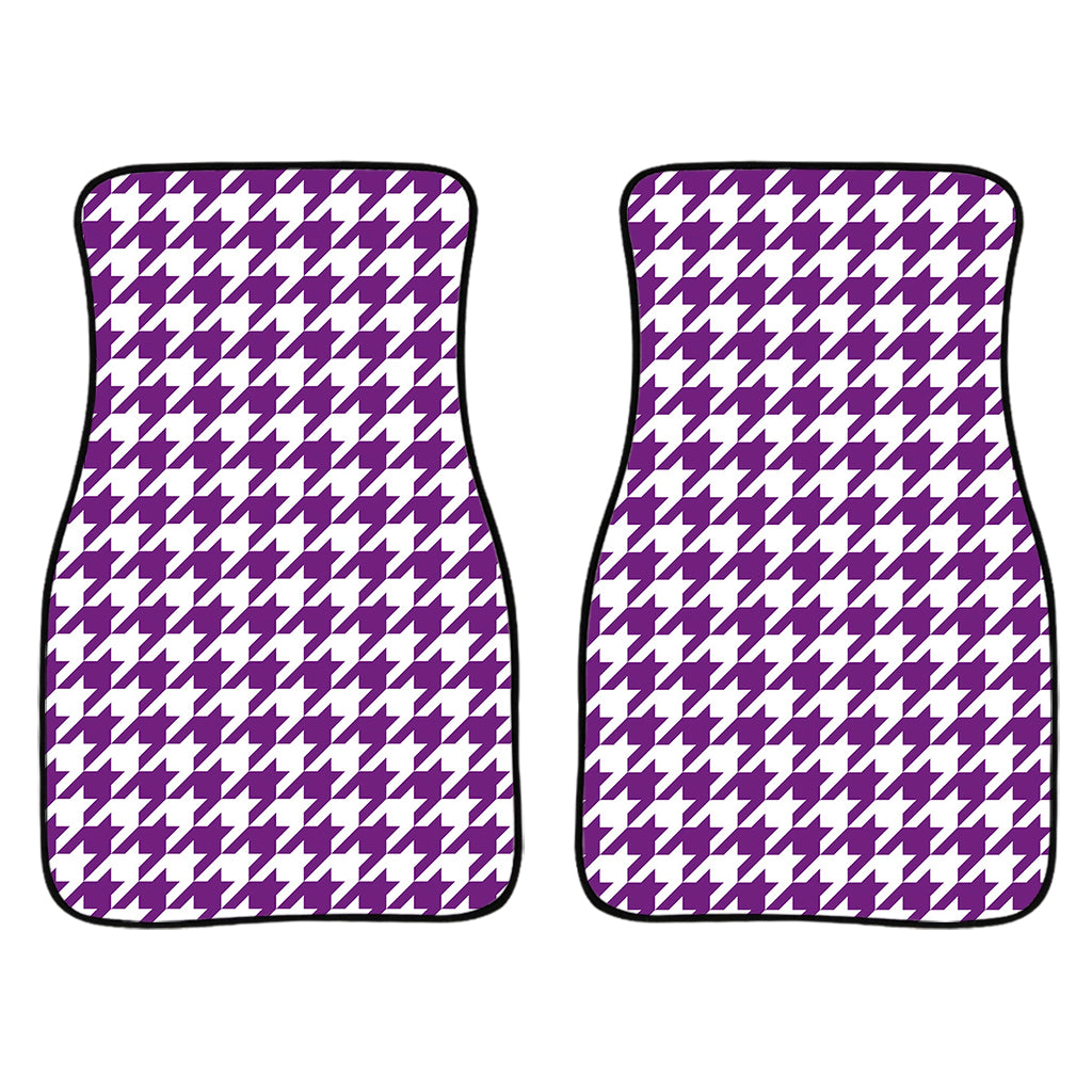 Purple And White Houndstooth Print Front Car Floor Mats