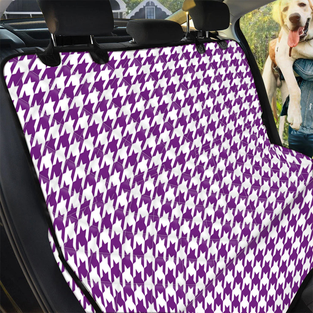 Purple And White Houndstooth Print Pet Car Back Seat Cover