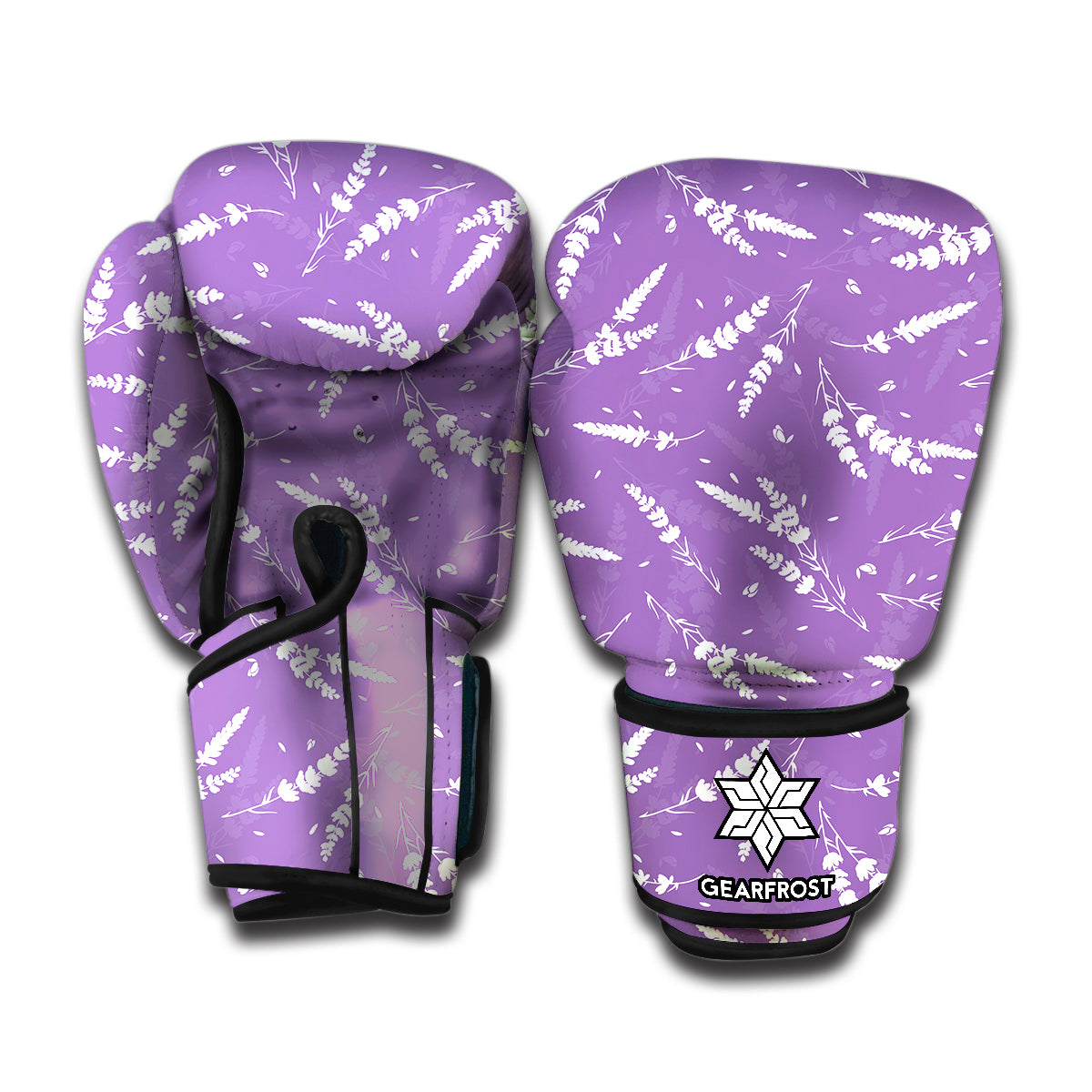 Purple And White Lavender Pattern Print Boxing Gloves