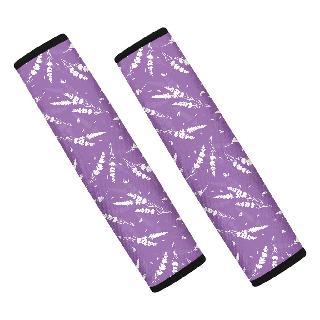 Purple And White Lavender Pattern Print Car Seat Belt Covers