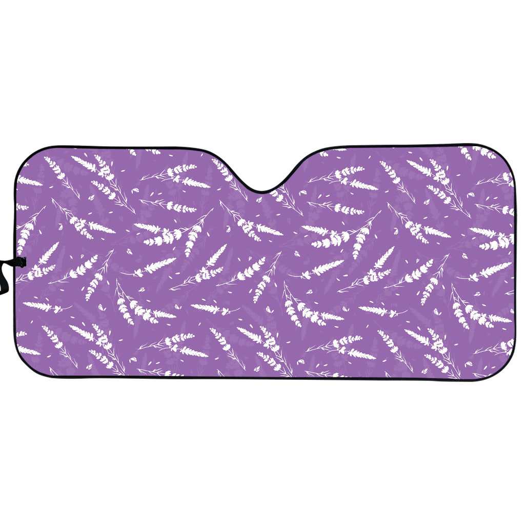 Purple And White Lavender Pattern Print Car Sun Shade