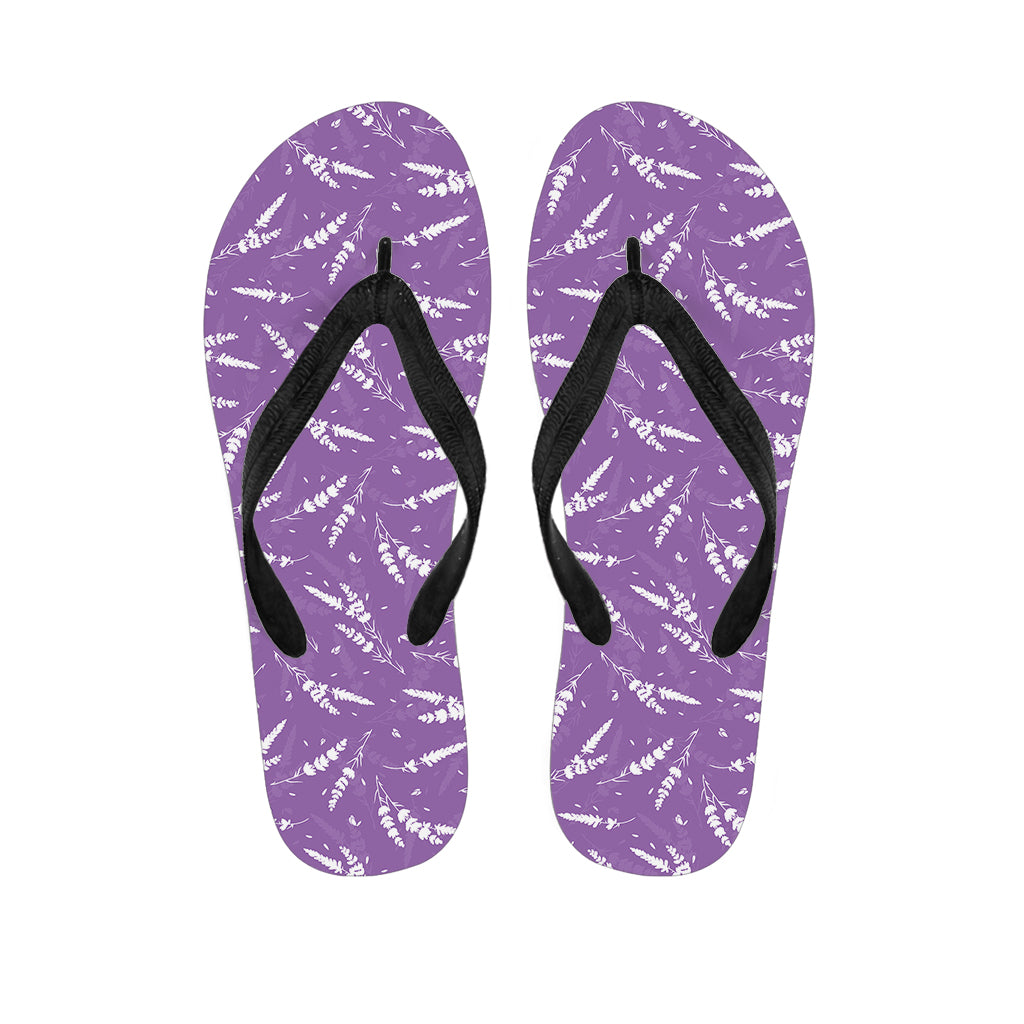 Purple And White Lavender Pattern Print Flip Flops