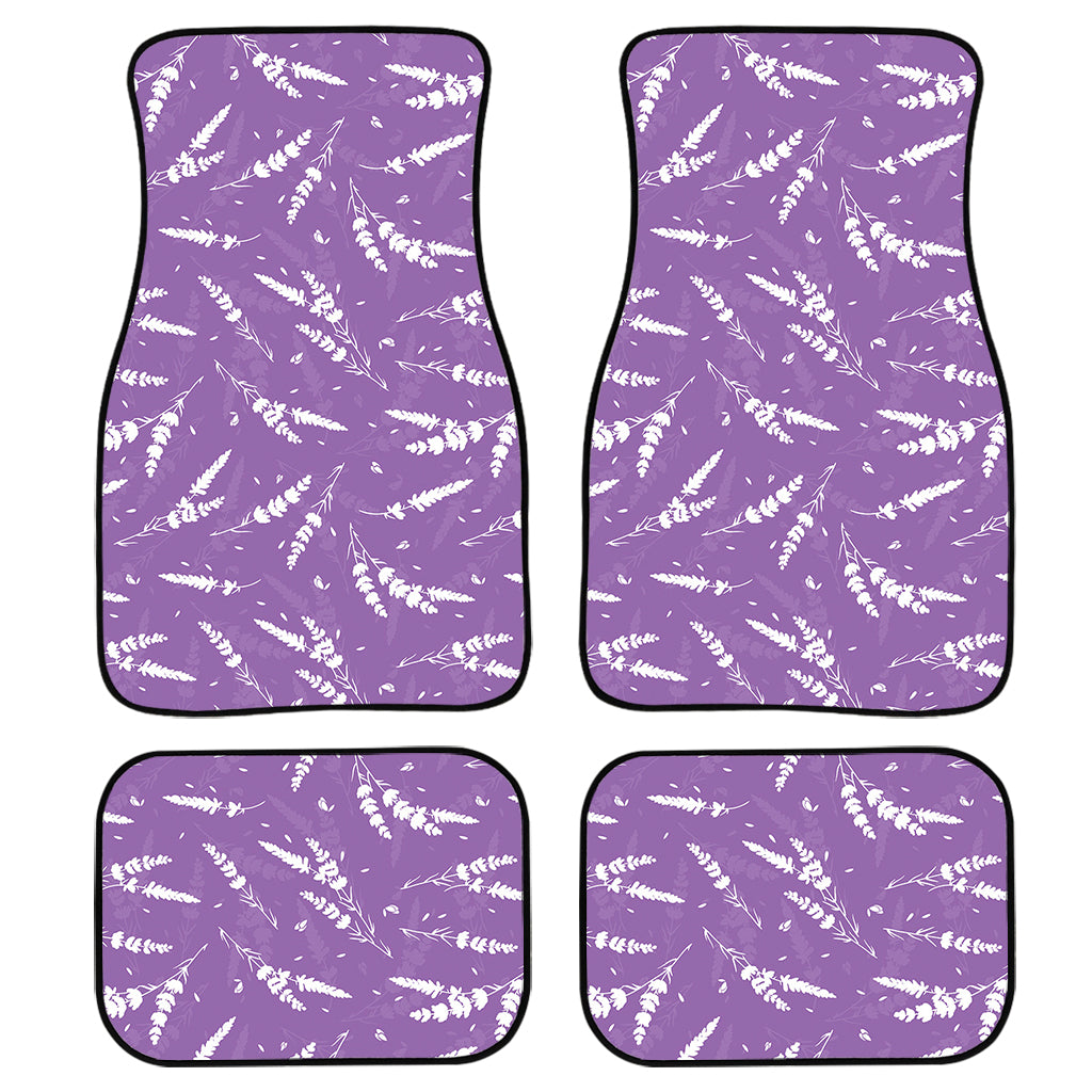 Purple And White Lavender Pattern Print Front and Back Car Floor Mats