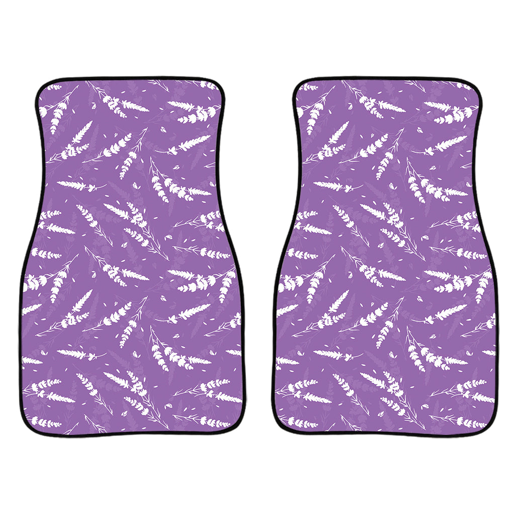 Purple And White Lavender Pattern Print Front Car Floor Mats