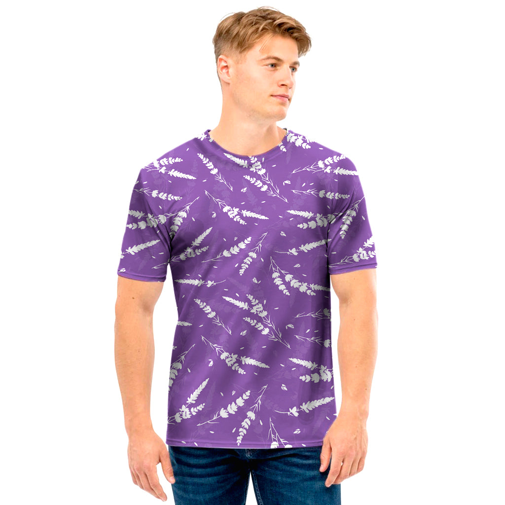 Purple And White Lavender Pattern Print Men's T-Shirt