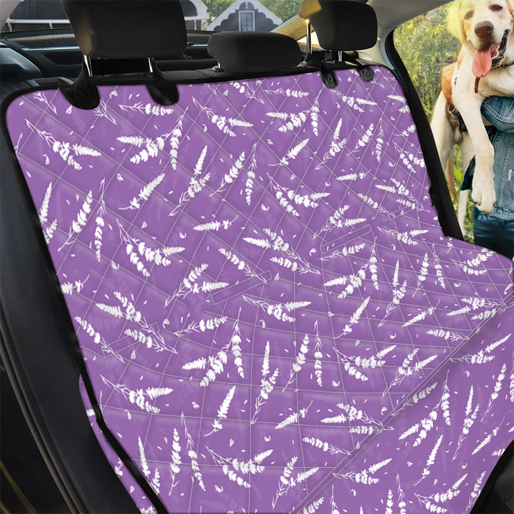 Purple And White Lavender Pattern Print Pet Car Back Seat Cover