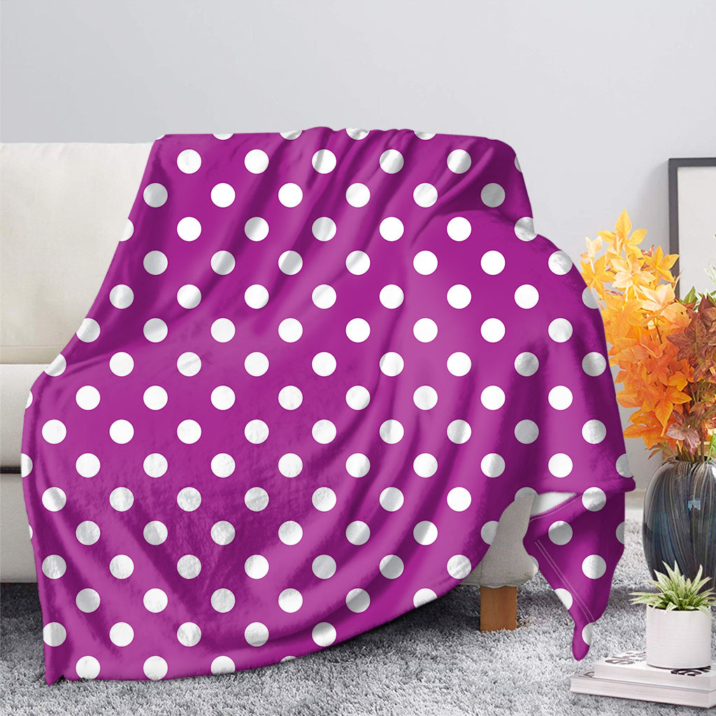 Purple And White Polka Dot Pattern Print Blanket