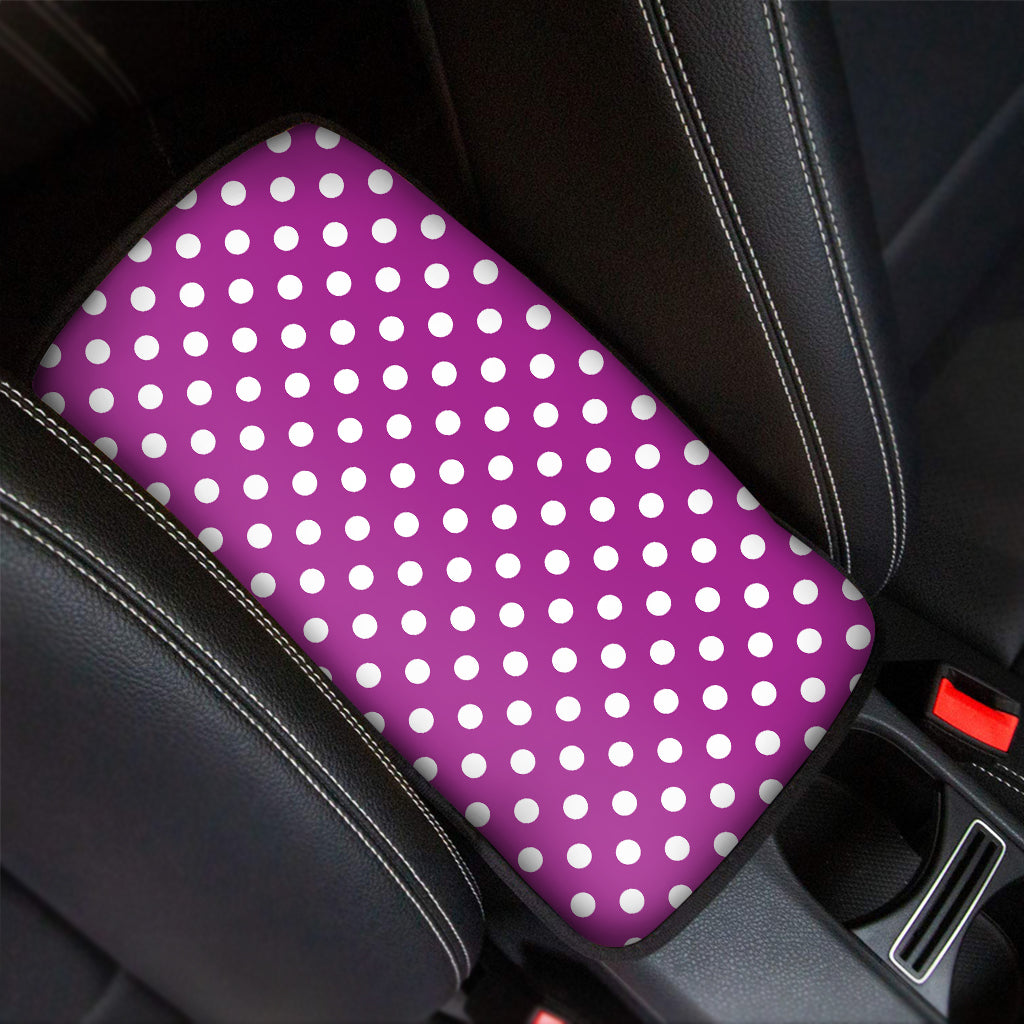 Purple And White Polka Dot Pattern Print Car Center Console Cover