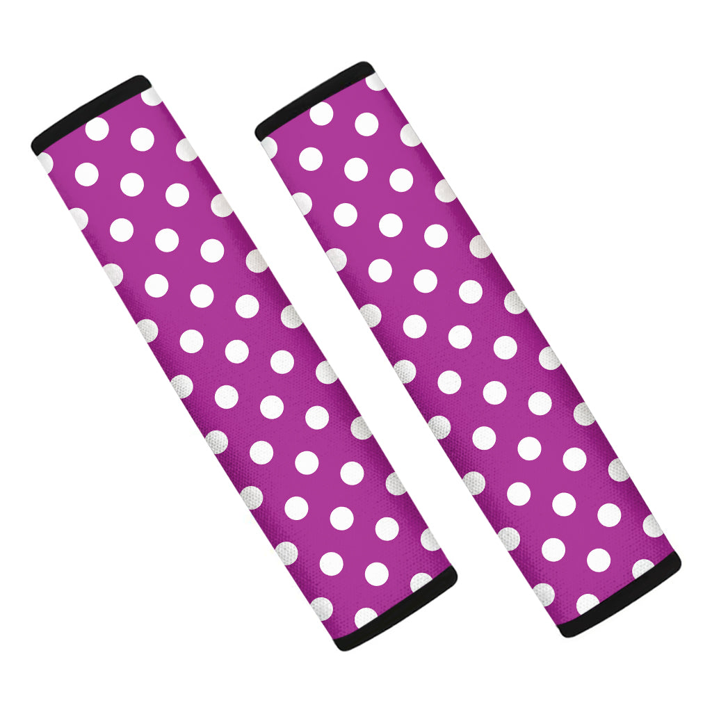 Purple And White Polka Dot Pattern Print Car Seat Belt Covers