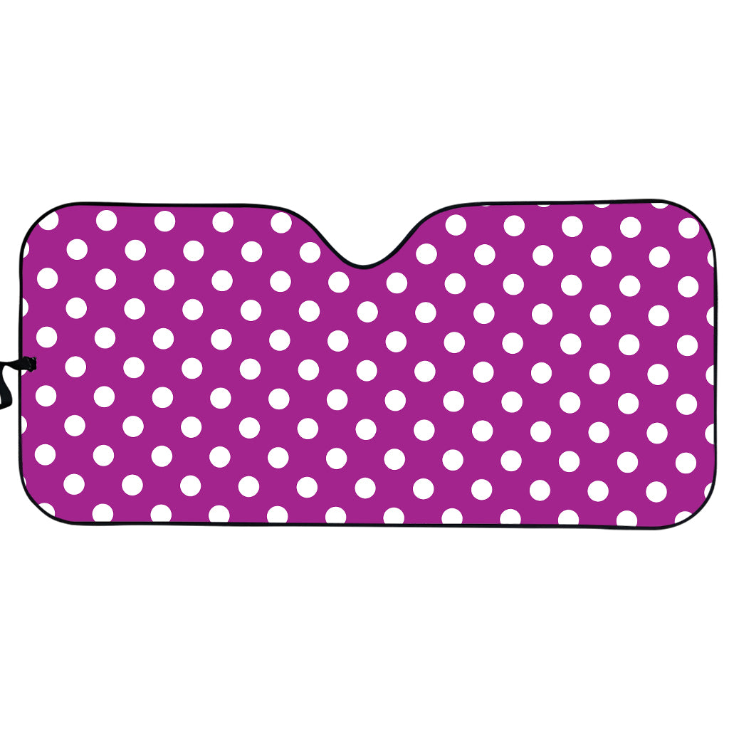 Purple And White Polka Dot Pattern Print Car Sun Shade