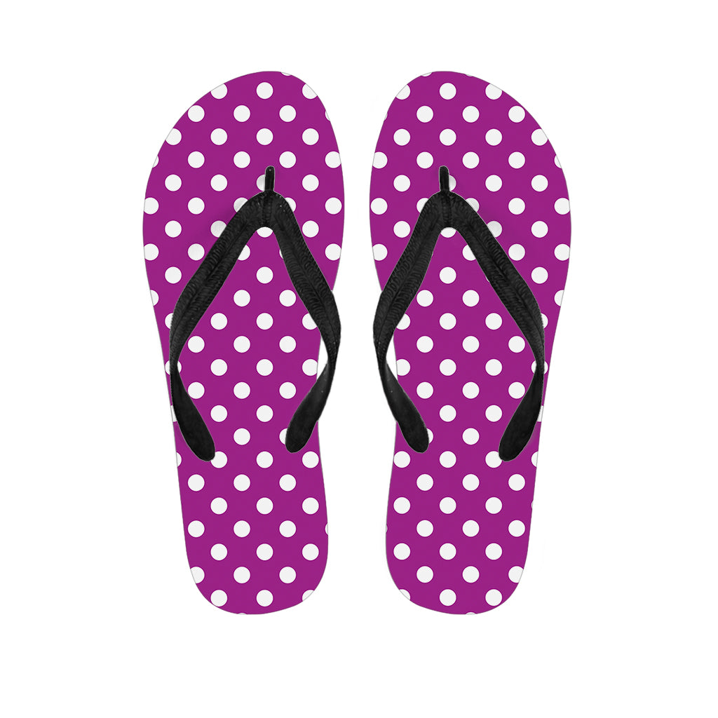 Purple And White Polka Dot Pattern Print Flip Flops