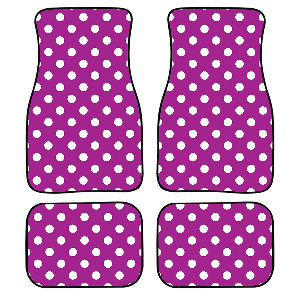 Purple And White Polka Dot Pattern Print Front and Back Car Floor Mats