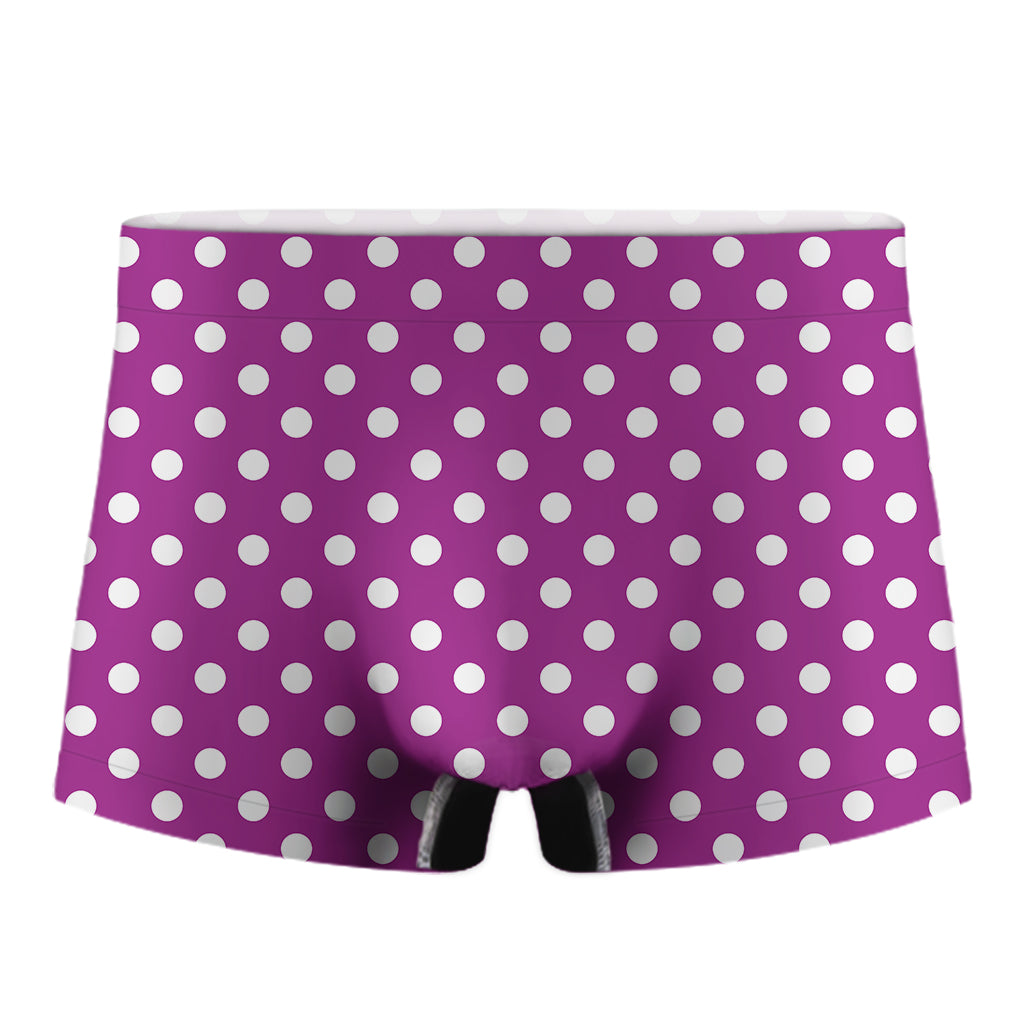 Purple And White Polka Dot Pattern Print Men's Boxer Briefs