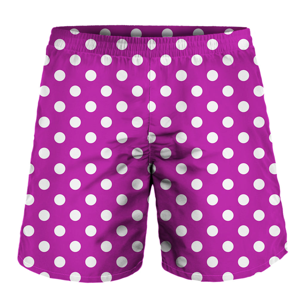 Purple And White Polka Dot Pattern Print Men's Shorts