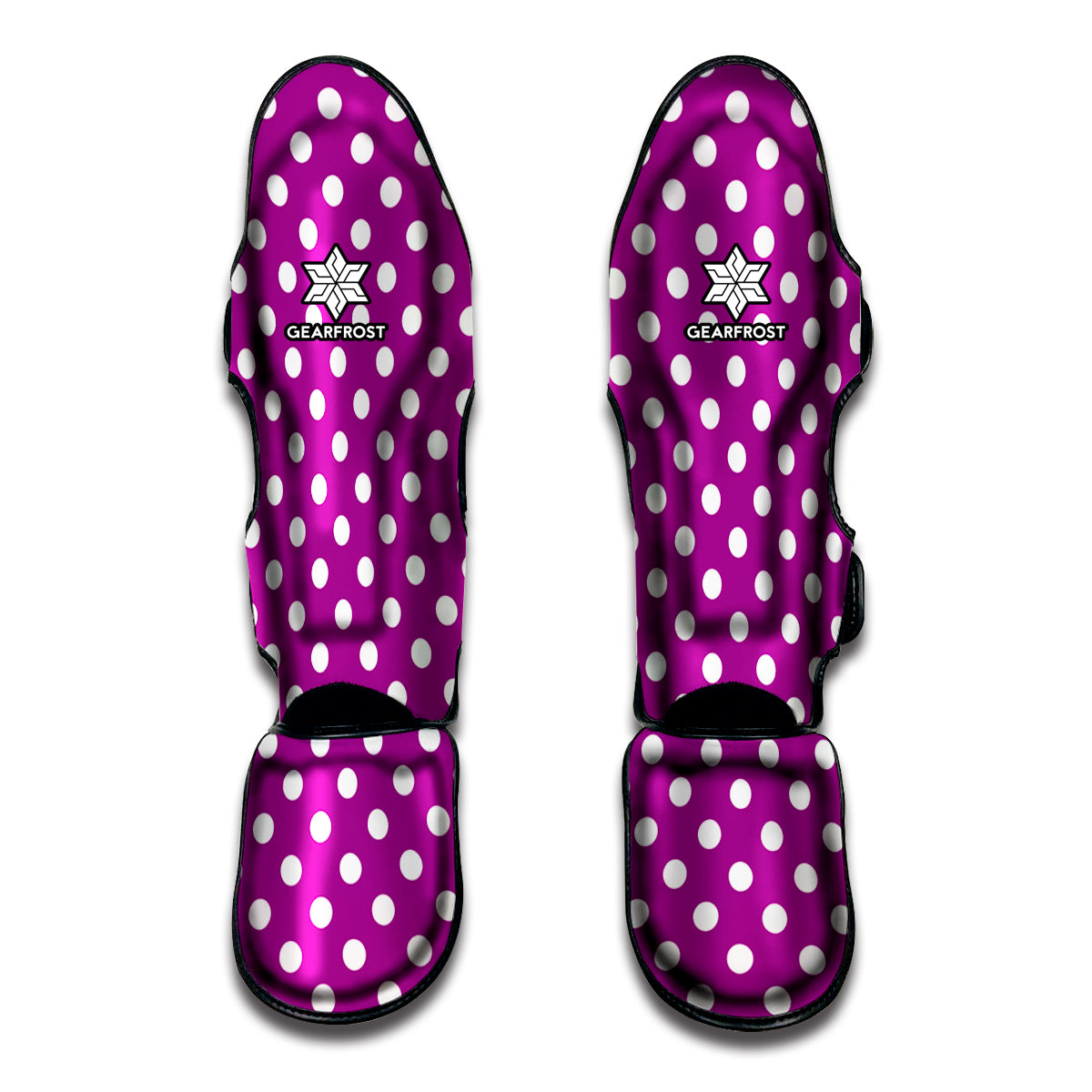 Purple And White Polka Dot Pattern Print Muay Thai Shin Guards