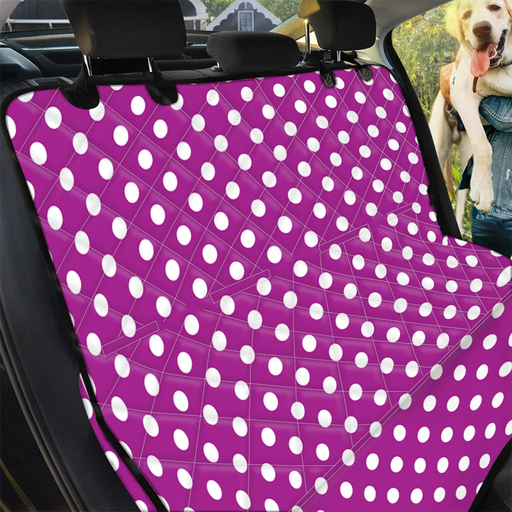 Purple And White Polka Dot Pattern Print Pet Car Back Seat Cover