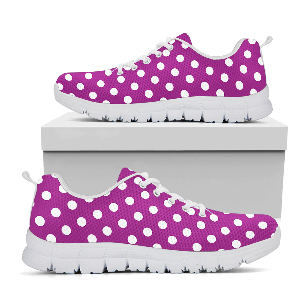 Purple And White Polka Dot Pattern Print White Sneakers