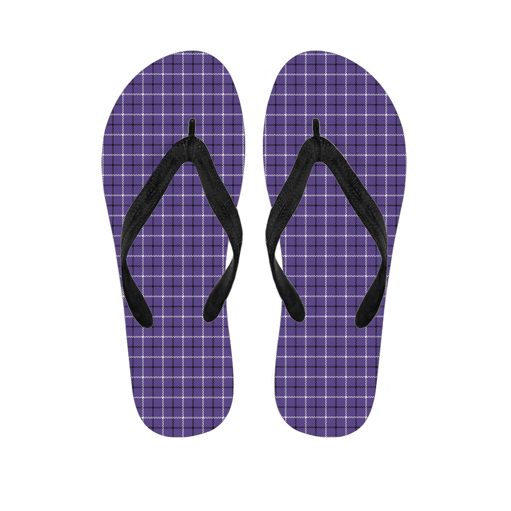 Purple And White Tattersall Print Flip Flops