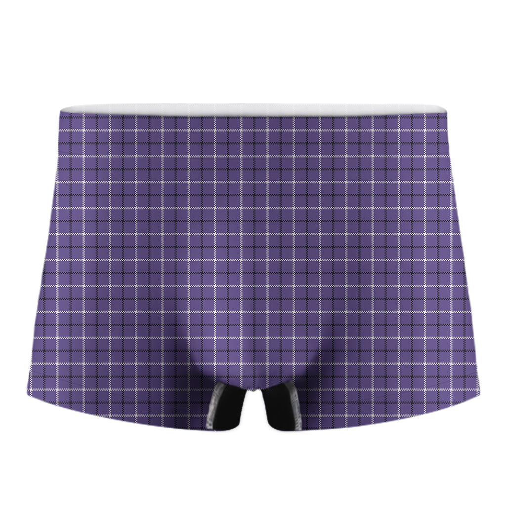 Purple And White Tattersall Print Men's Boxer Briefs