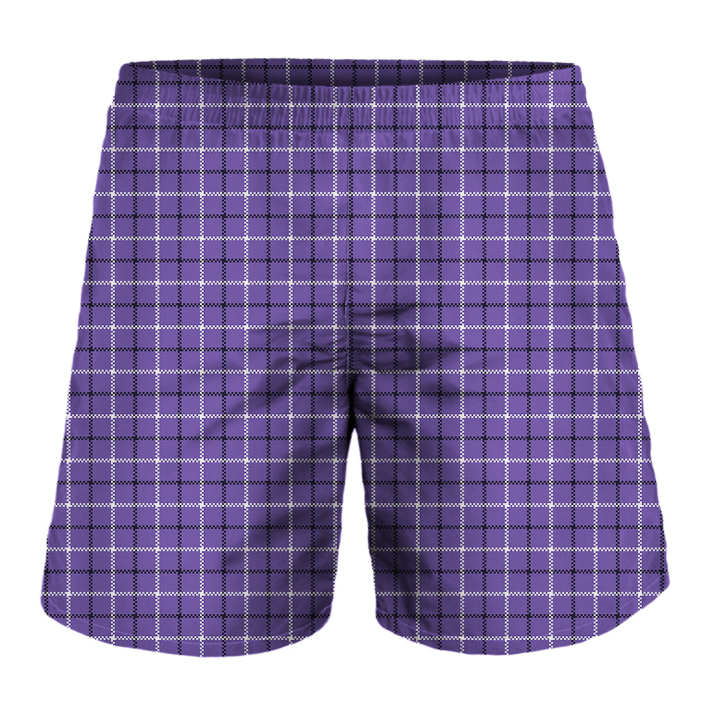 Purple And White Tattersall Print Men's Shorts