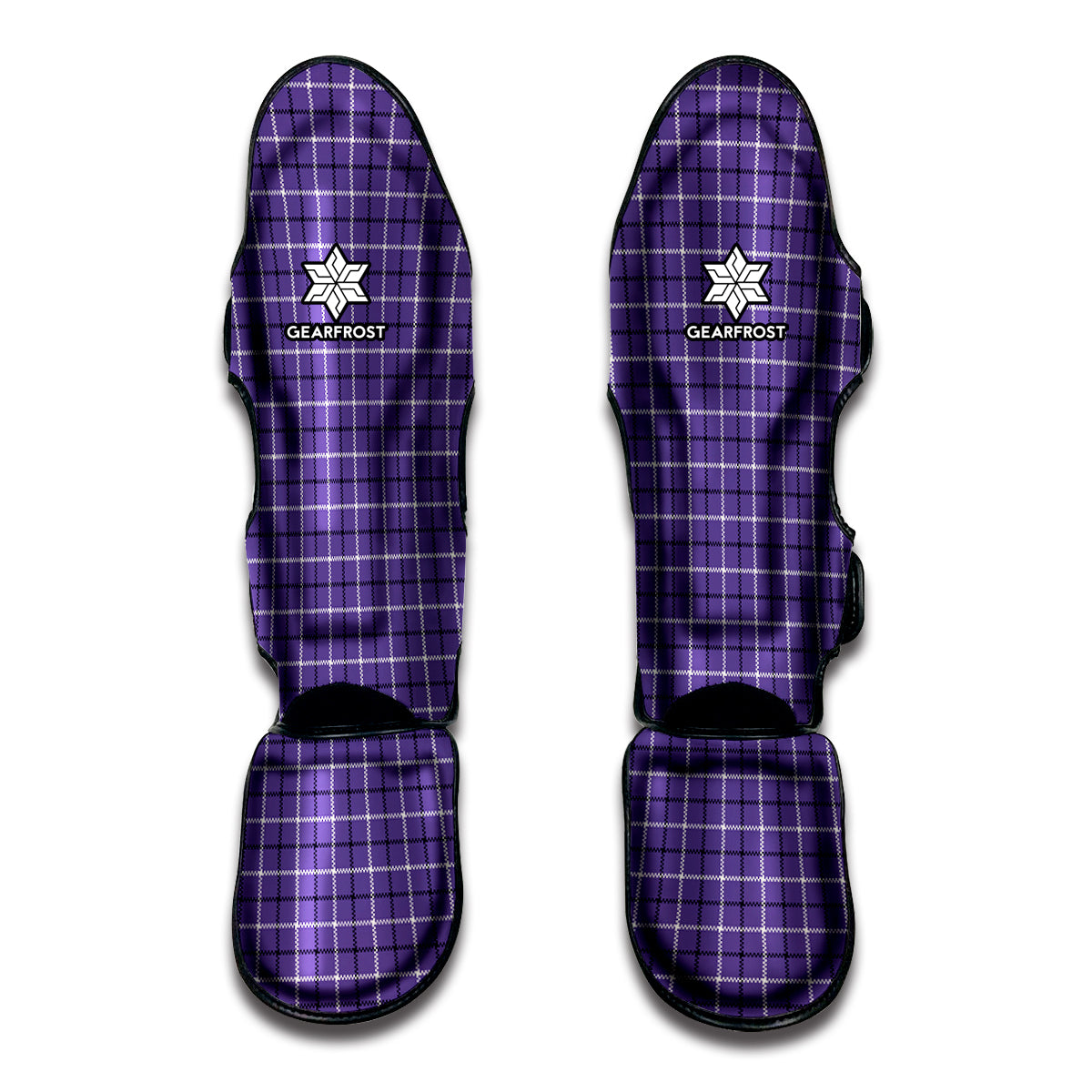 Purple And White Tattersall Print Muay Thai Shin Guards