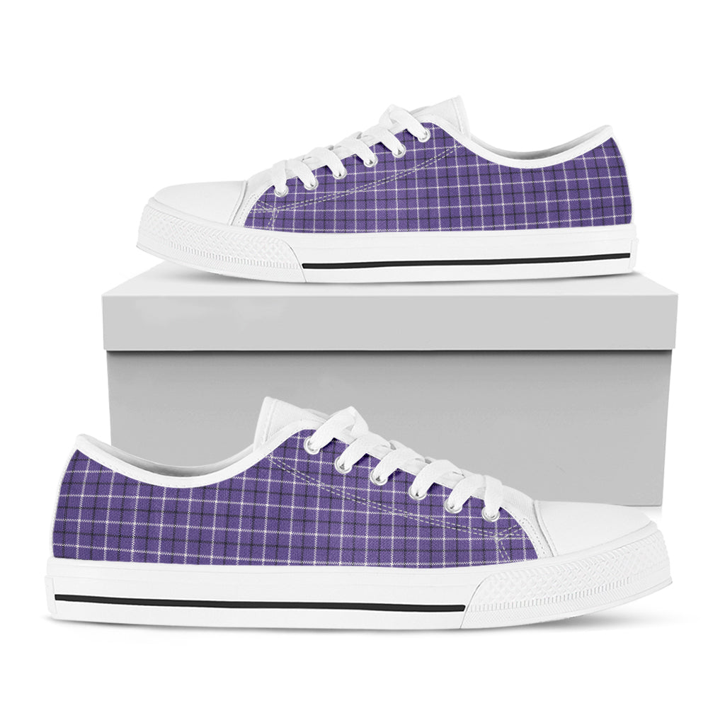 Purple And White Tattersall Print White Low Top Shoes