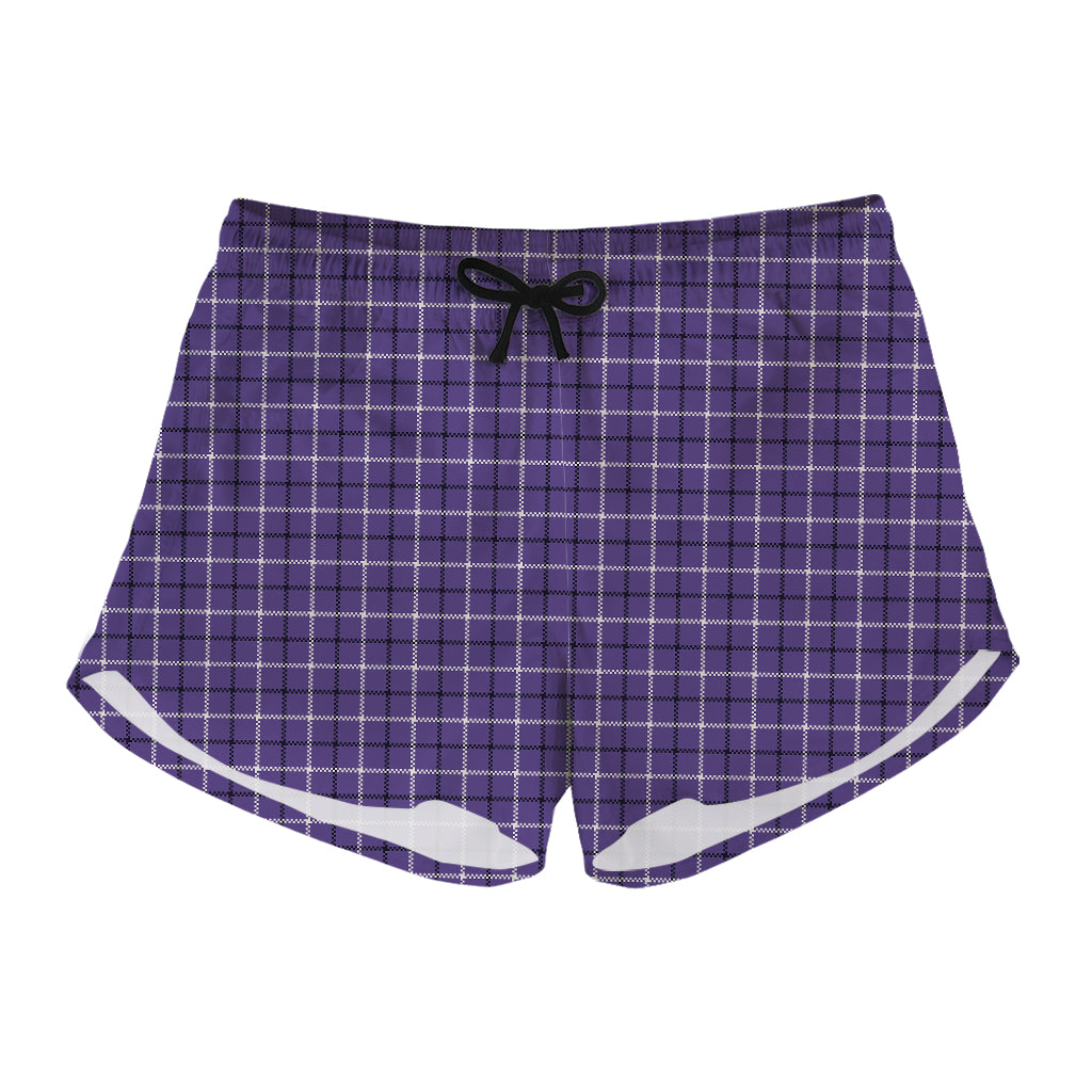 Purple And White Tattersall Print Women's Shorts