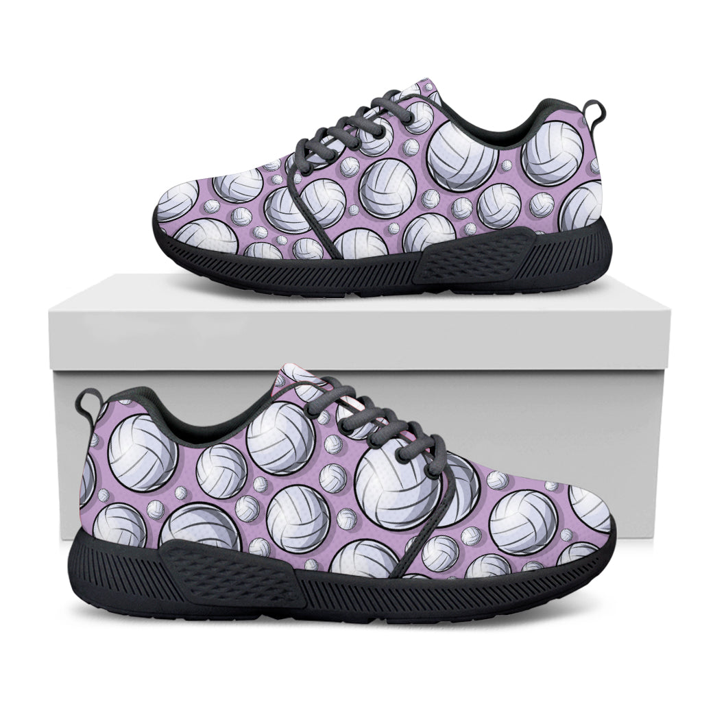 Purple And White Volleyball Print Black Athletic Shoes