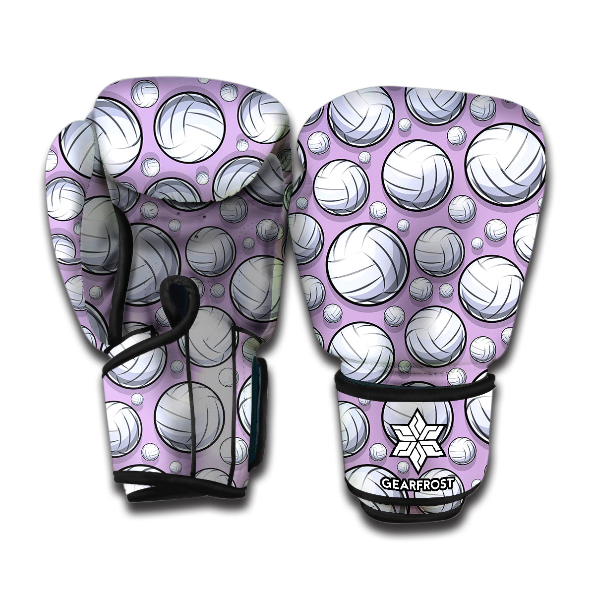 Purple And White Volleyball Print Boxing Gloves