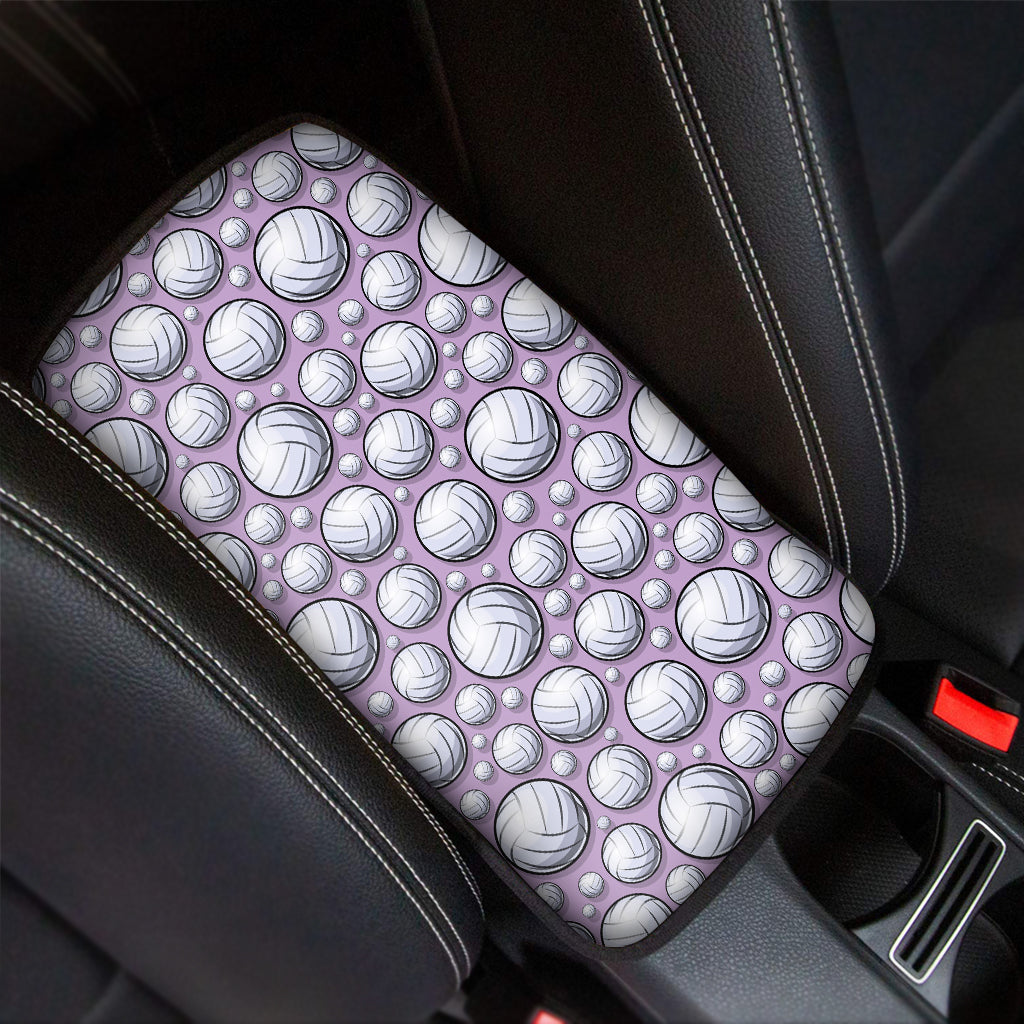 Purple And White Volleyball Print Car Center Console Cover