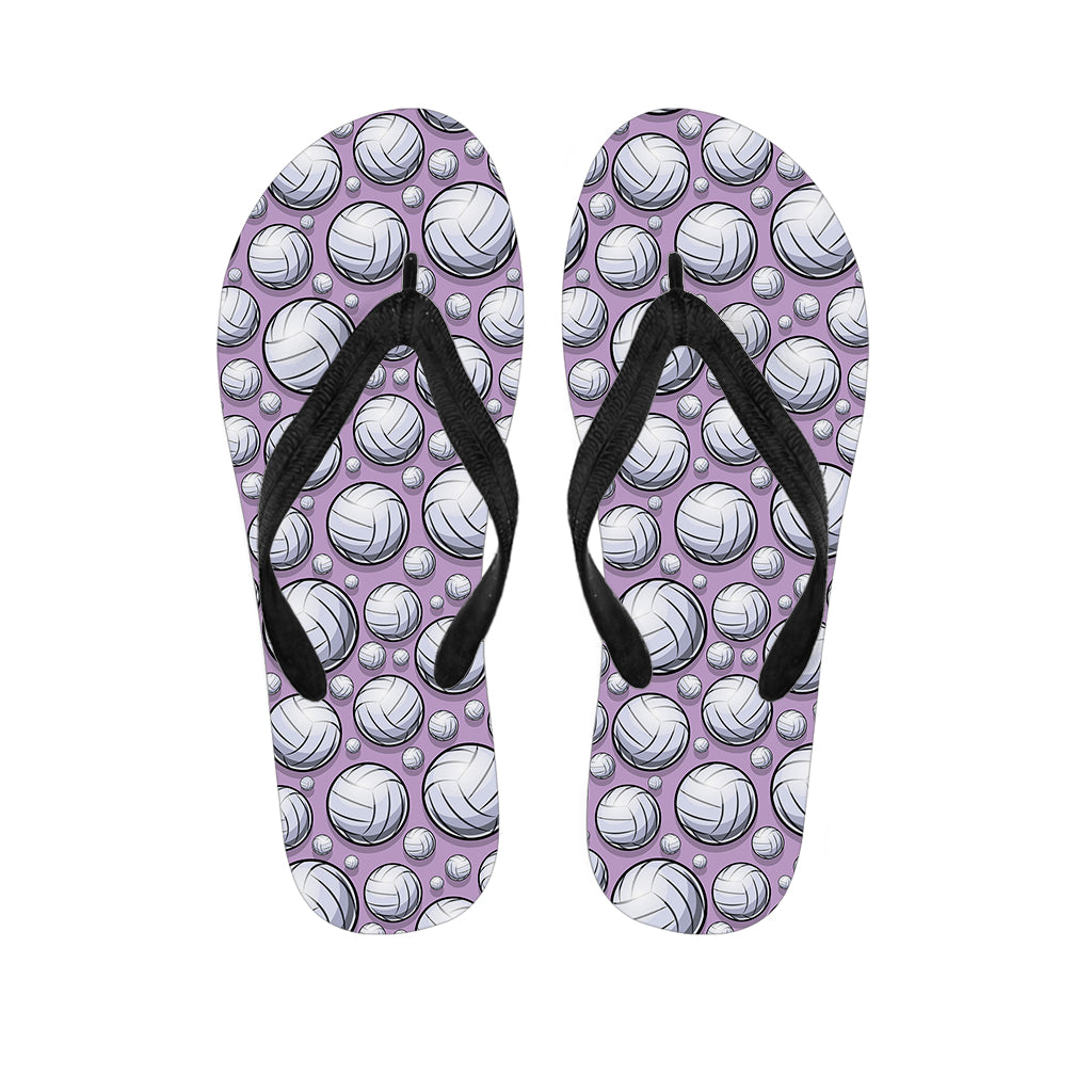 Purple And White Volleyball Print Flip Flops