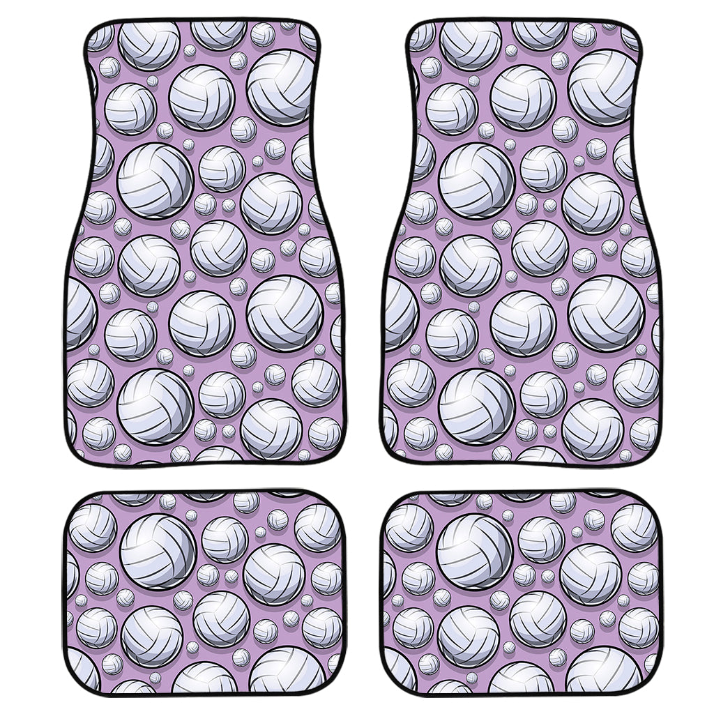 Purple And White Volleyball Print Front and Back Car Floor Mats