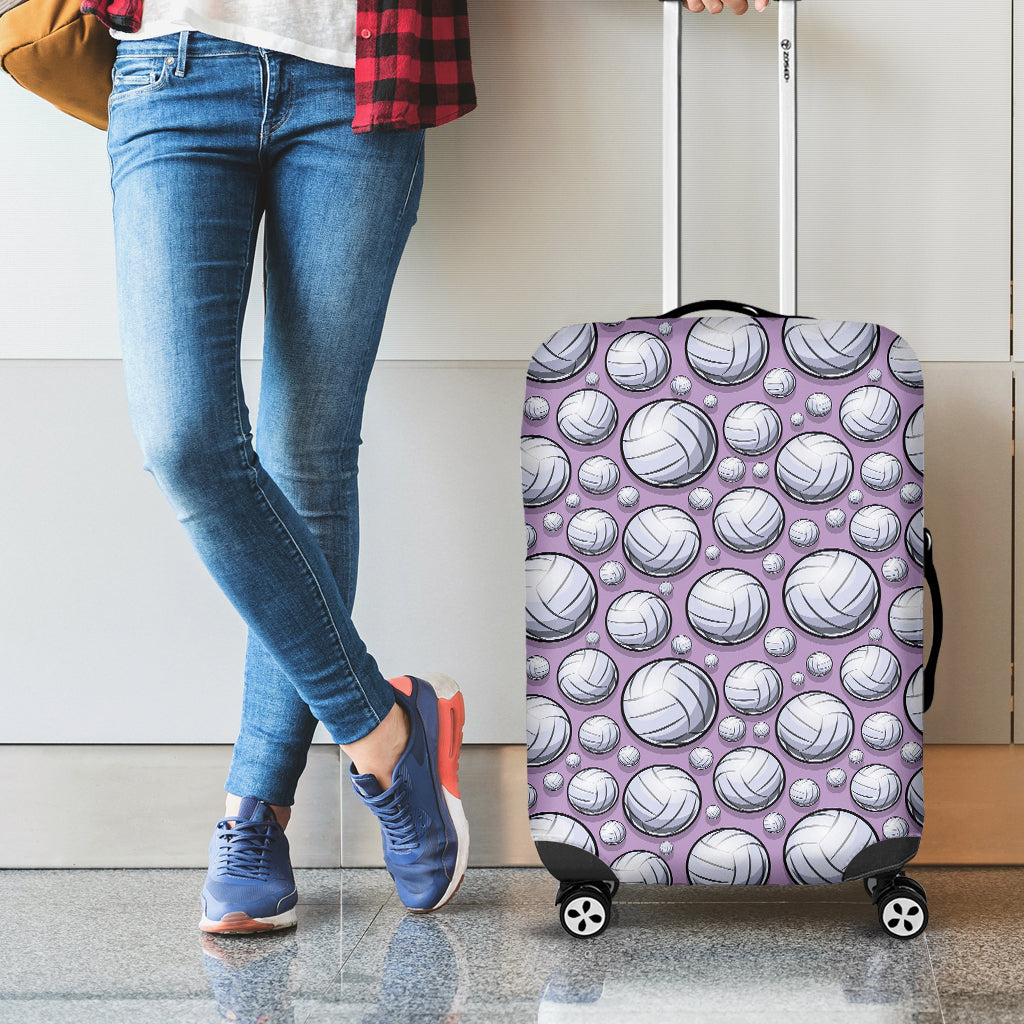 Purple And White Volleyball Print Luggage Cover