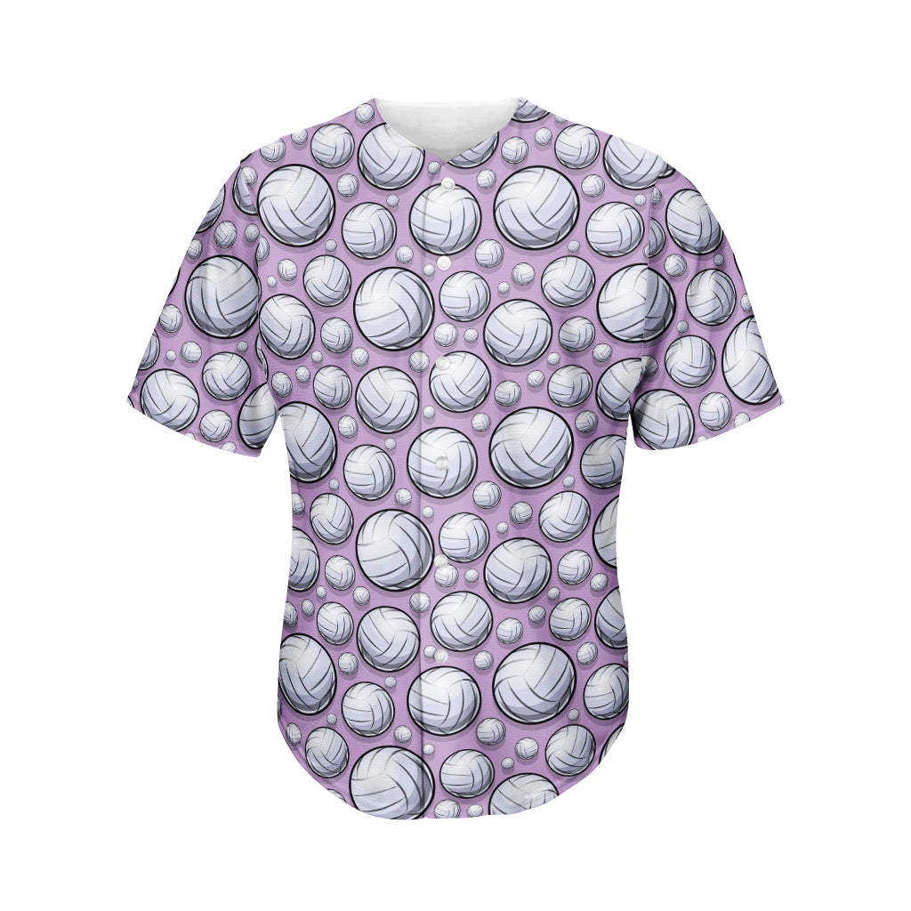 Purple And White Volleyball Print Men's Baseball Jersey