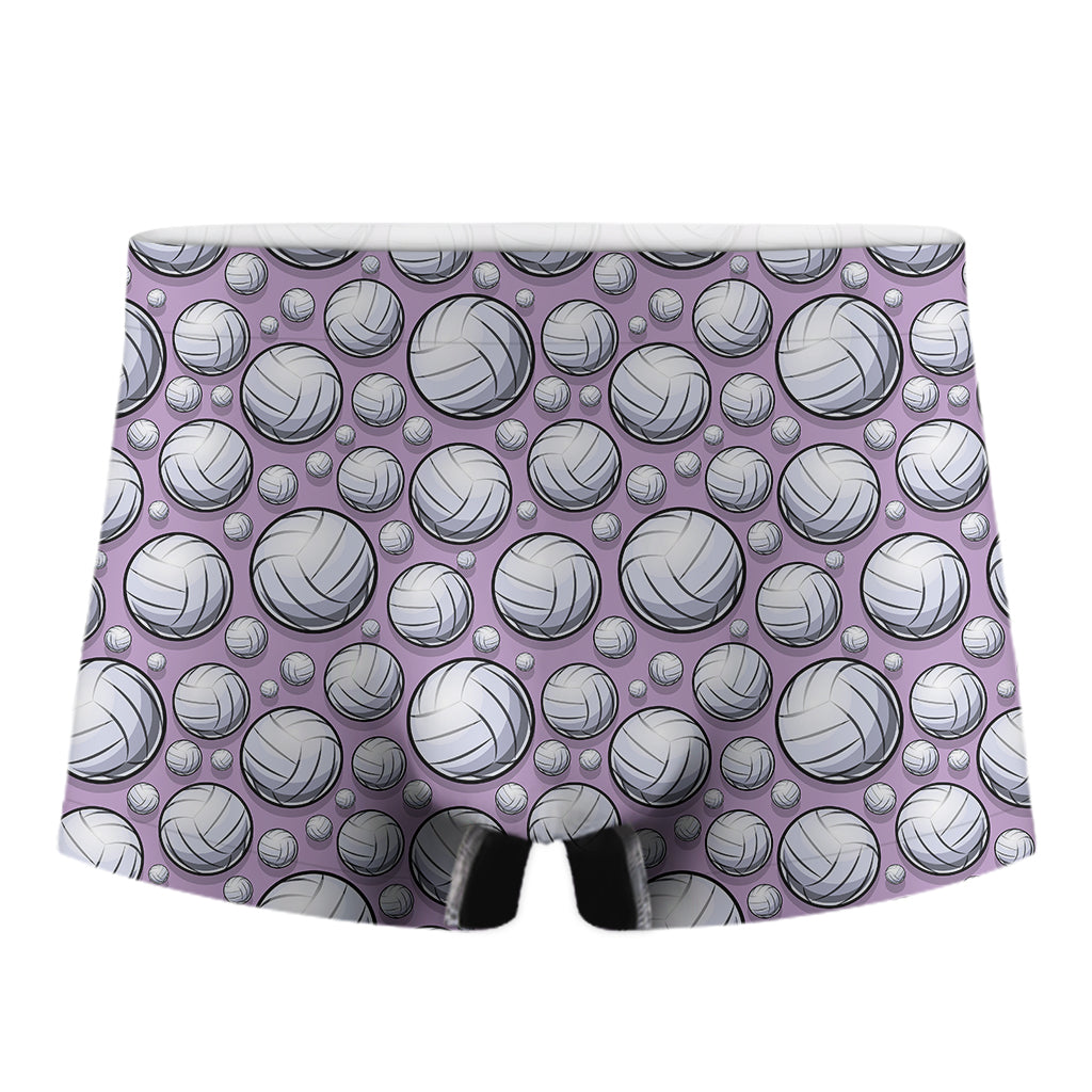 Purple And White Volleyball Print Men's Boxer Briefs