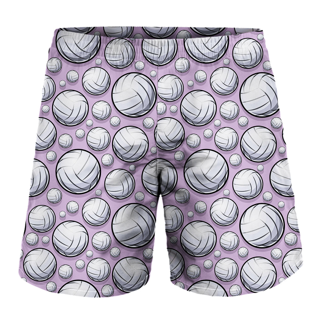 Purple And White Volleyball Print Men's Shorts