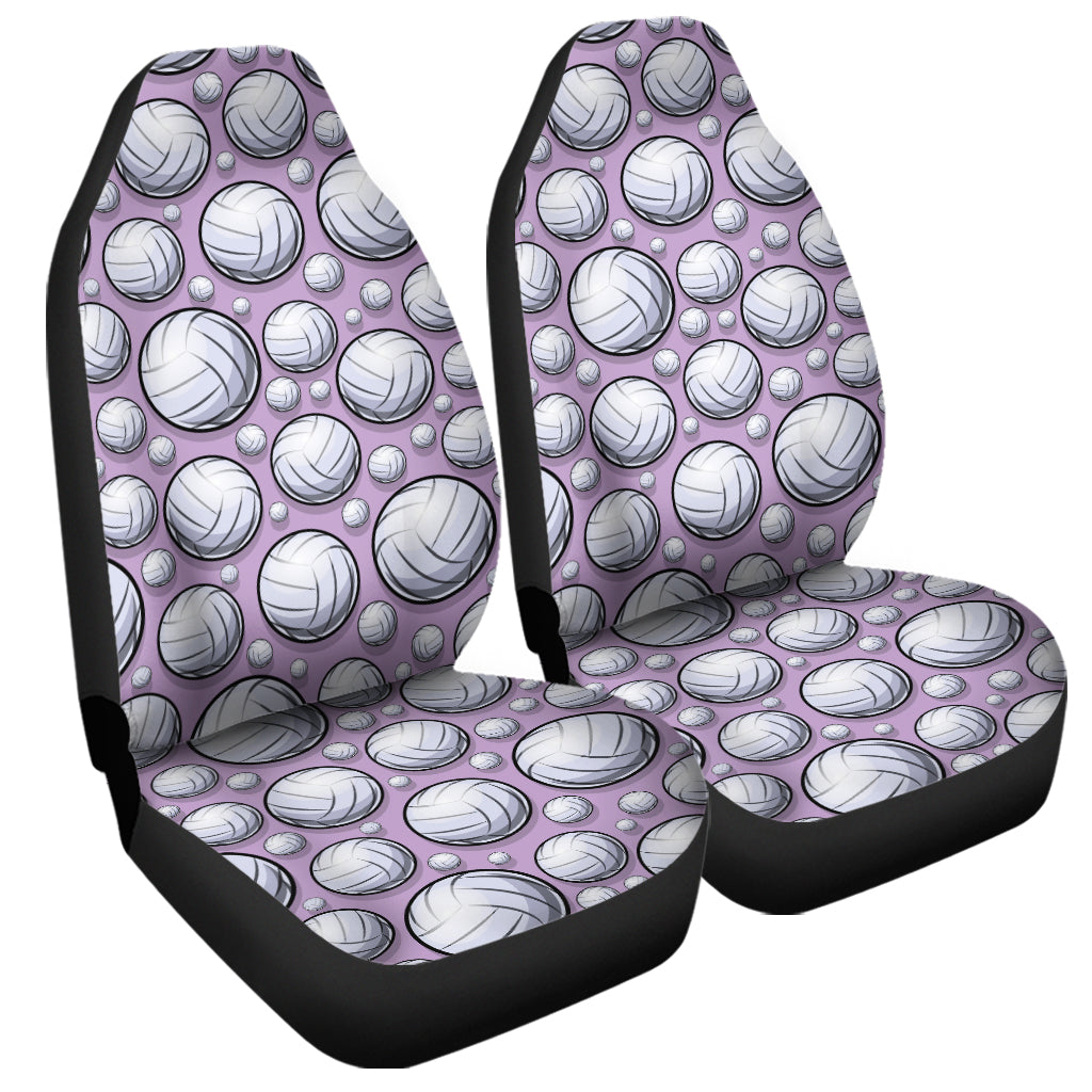 Purple And White Volleyball Print Universal Fit Car Seat Covers